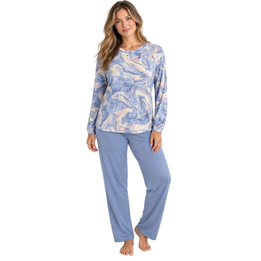 PJ salvage XS blue swirl ultra soft stretch long sleeve pajama top lounge sleep